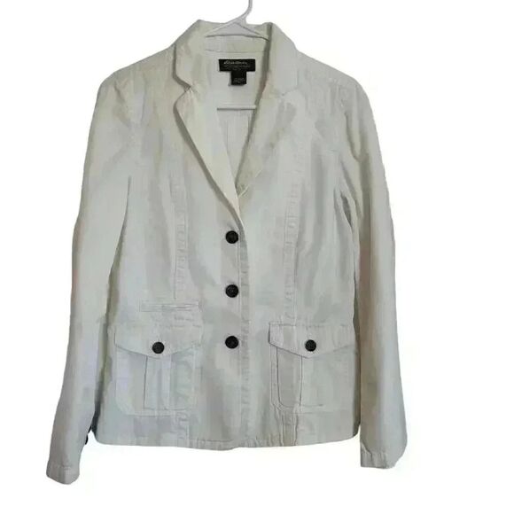 Eddie Bauer Women's Winter White Cotton Blazer Jacket NEW - Picture 2 of 11